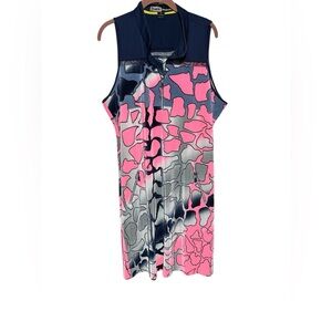 Pink and Navy Patterned Dress